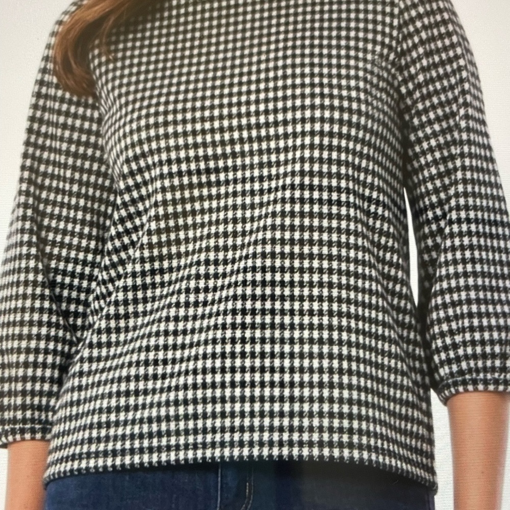 Jones New York Women's Shine Houndstooth 3/4-Sleeve Top